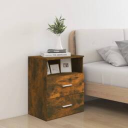 Berkfield Home Bed Cabinet Smoked Oak 50x32x60 cm in Brown - Size: 50 x 32 x 60 cm - thumbnail 2