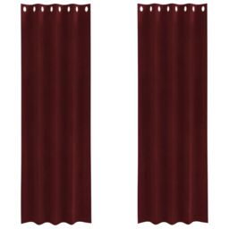 Berkfield Home Blackout Curtains with Eyelets 2 pcs Wine Red Velvet - thumbnail 2