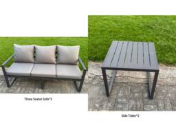 Fimous Aluminum U-Shaped 9-Seater Dining Set with Lifting Table in Dark Grey - thumbnail 3