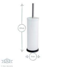Harbour Housewares Round Toilet Brush & Holder - Cleaning Brush Set with Non Slip Base in White - thumbnail 3