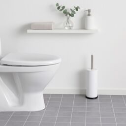 Harbour Housewares Round Toilet Brush & Holder - Cleaning Brush Set with Non Slip Base in White - thumbnail 6