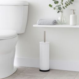 Harbour Housewares Round Toilet Brush & Holder - Cleaning Brush Set with Non Slip Base in White - thumbnail 7