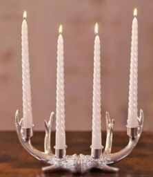 Marco Paul Set of 4 White Twisted Tall Tapered Candles Dinner Candles in Ivory - thumbnail 1