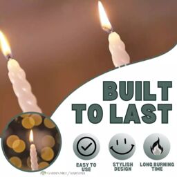 Marco Paul Set of 4 White Twisted Tall Tapered Candles Dinner Candles in Ivory - thumbnail 5