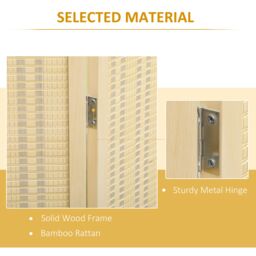 HOMCOM 4 Panel Room Divider 170cm Folding Privacy Screen with Pine Wood Frame in Light Brown - thumbnail 5