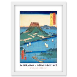 Artery8 Sakurajima Osumi Province Utagawa Hiroshige Japan Woodblock Classic Collection Artwork Framed Wall Art Print A4 in White - thumbnail 1