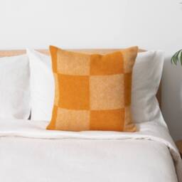 Native Natural Checkerboard Orange Wool Cushion 45x45cm - Size: 45 cm x 45 cm - thumbnail 2
