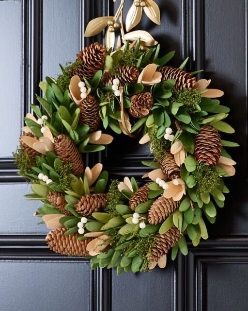 Dibor Forest Green Festive Xmas Decor Wreath Front Door Christmas Wreath 35cm - image 1