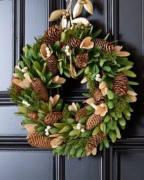 Dibor Forest Green Festive Xmas Decor Wreath Front Door Christmas Wreath 35cm - thumbnail 1