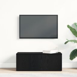 Berkfield Home Black Oak TV Stand - 80x34x30 cm - Engineered Wood - Size: 80 x 34 x 30 cm - thumbnail 4