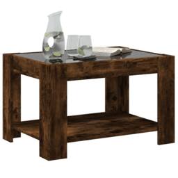 Berkfield Home Decorative Coffee Table with LED Smoked Oak 73x53x45 cm Engineere in Brown - Size: 73 x 53 x 45 cm - thumbnail 5