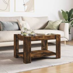 Berkfield Home Decorative Coffee Table with LED Smoked Oak 73x53x45 cm Engineere in Brown - Size: 73 x 53 x 45 cm - thumbnail 4