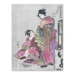 Artery8 Utamaro Kitagawa Framed Wall Art Print Husband & Wife Portrait in Pink - Size: A4 - thumbnail 3
