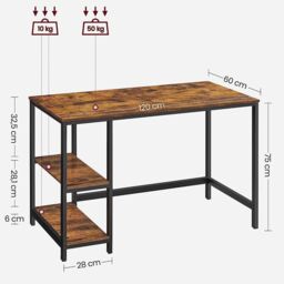 VASAGLE Modern Computer Desk Office Table Study Bedroom Living Room in Brown - thumbnail 3