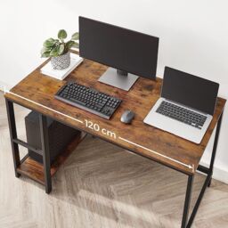 VASAGLE Modern Computer Desk Office Table Study Bedroom Living Room in Brown - thumbnail 2