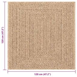 Berkfield Home Rug ZIZUR 120x120 cm Jute Look Indoor & Outdoor in Light Sand - Size: Medium - thumbnail 8