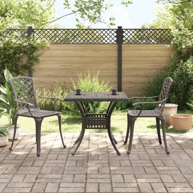 Berkfield Home 3 Piece Bistro Set Bronze Cast Aluminium in Brown - image 1