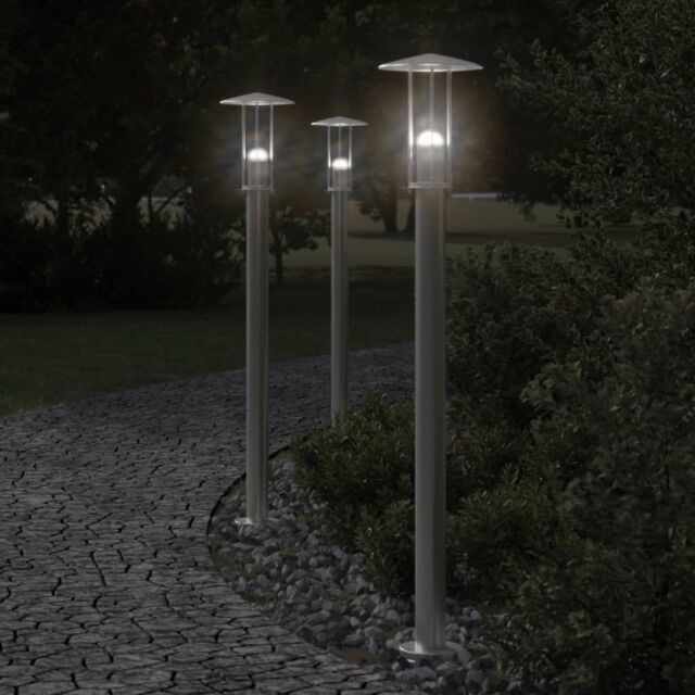 Berkfield Home Outdoor Floor Lamp Silver 100 cm Stainless Steel - image 1