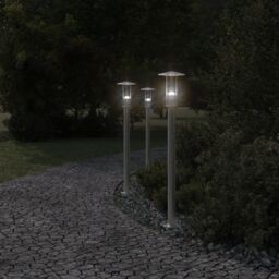 Berkfield Home Outdoor Floor Lamp Silver 100 cm Stainless Steel - thumbnail 3