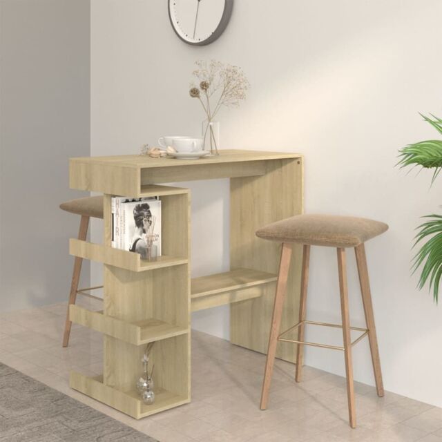 Berkfield Home Bar Table with Storage Rack Sonoma Oak 100x50x101.5 cm Engineered Wood in Brown - image 1