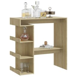 Berkfield Home Bar Table with Storage Rack Sonoma Oak 100x50x101.5 cm Engineered Wood in Brown - thumbnail 4