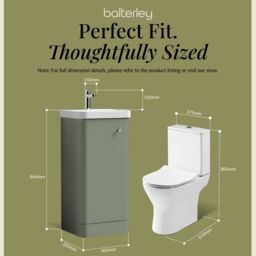 Balterley Floor 1 Door Bathroom Vanity Unit, Tap & Toilet Pack, Green, 379mm in Green - thumbnail 5