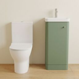 Balterley Floor 1 Door Bathroom Vanity Unit, Tap & Toilet Pack, Green, 379mm in Green - thumbnail 8