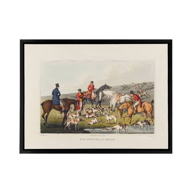 "Artery8 Fox Hunting Death Painting Framed Canvas Wall Art Print - Size: W12"" x H16""" - image 1