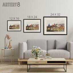 "Artery8 Fox Hunting Death Painting Framed Canvas Wall Art Print - Size: W12"" x H16""" - thumbnail 4