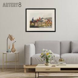 "Artery8 Fox Hunting Death Painting Framed Canvas Wall Art Print - Size: W12"" x H16""" - thumbnail 3