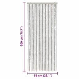 Berkfield Home Fly Curtain Light Grey & White 56x200 cm Chenille - thumbnail 7