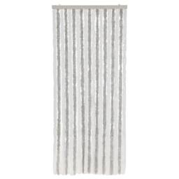Berkfield Home Fly Curtain Light Grey & White 56x200 cm Chenille - thumbnail 3