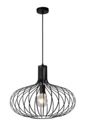 Lucide 'MANUELA' Dimmable Adjustable Indoor Vintage Pendant Light 1xE27 in Black - thumbnail 1