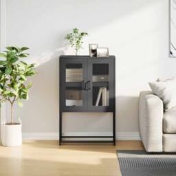 Berkfield Home Highboard Black 68x39x107 cm Steel - Size: 68 x 39 x 107 cm - thumbnail 4