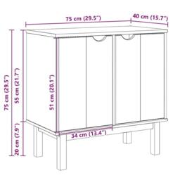 Berkfield Home Hallway Cabinet OTTA 75x40x75 cm Solid Wood Pine in Light Tan - Size: 75 x 40 x 75 cm - thumbnail 9