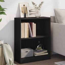 Berkfield Home Decorative Bookshelf Black 60x24x74.5 cm Engineered Wood - thumbnail 2