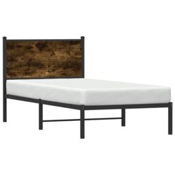 Berkfield Home Metal Bed Frame without Mattress Smoked Oak 80x200 cm in Brown - thumbnail 4
