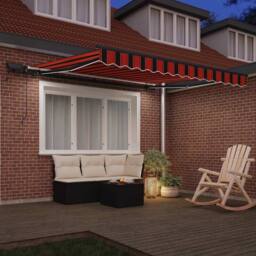 Berkfield Home Manual Retractable Awning with LED Orange & Brown 300x250 cm - thumbnail 3