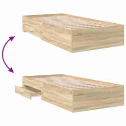 Berkfield Home Modern Bed Frame Sonoma Oak 90x190 cm Engineered Wood in Light Brown - thumbnail 9