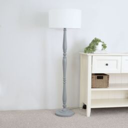 ValueLights Victoria Traditional Wooden Stem Floor Lamp Base in Grey - thumbnail 2