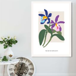 ARTZE Blue & Purple irises Flower Market Simplicity Framed Print SIZE: A4 with White Frame in Mid Blue - thumbnail 2
