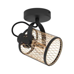 Eglo Dellow Black Steel Lattice Style Adjustable Wall or Ceiling Spotlight - thumbnail 2