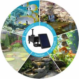 Nordara Solar Powered Water Pond Filter Pump Home Garden in Black - thumbnail 2