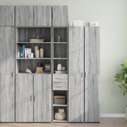 Berkfield Home Slim Storage Cabinet Grey Sonoma 30x42.5x225 cm Engineered Wood - thumbnail 2