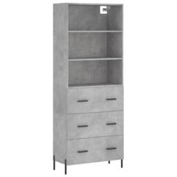 Berkfield Home Highboard Concrete Grey 69.5x34x180 cm Engineered Wood - thumbnail 3