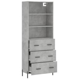 Berkfield Home Highboard Concrete Grey 69.5x34x180 cm Engineered Wood - thumbnail 4