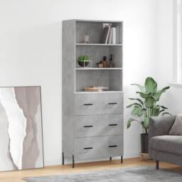 Berkfield Home Highboard Concrete Grey 69.5x34x180 cm Engineered Wood - thumbnail 2