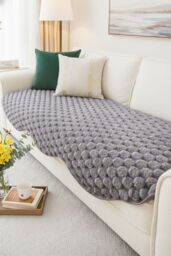 Living and Home Non-Slip Faux Plush Sofa Protector in Grey - Size: Small - thumbnail 7