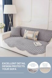 Living and Home Non-Slip Faux Plush Sofa Protector in Grey - Size: Small - thumbnail 4