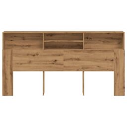 Berkfield Home Headboard Cabinet Artisian Oak 200x19x103.5 cm Engineered Wood in Brown - thumbnail 4